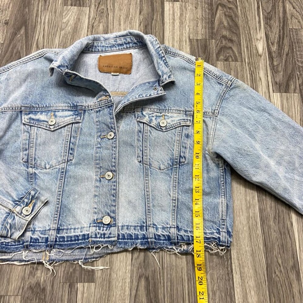 American Eagle Button Down Blue Denim Cropped Fra… - image 2